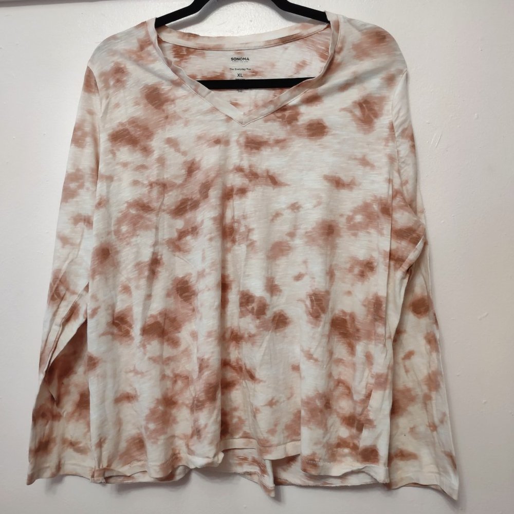 Brown Ice Dye Long Sleeve Shirt Sonoma XL